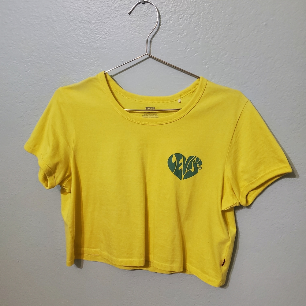 Levi's Yellow Crop Top with Green Logo